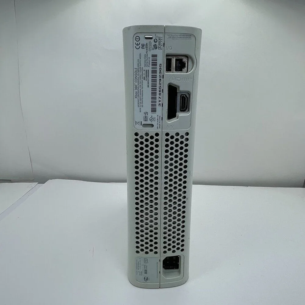 White Xbox 360 Elite Fat Original AV HDMI Ethernet Console Only - FOR PARTS RROD